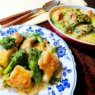 菜の花と鶏肉のクリーム煮